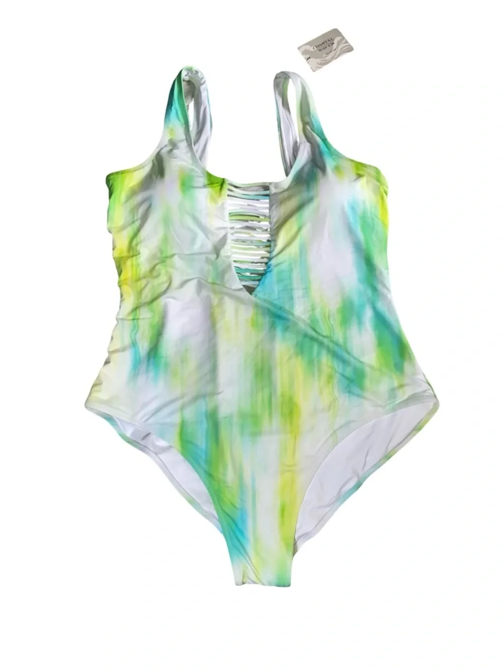 Coastal Waves Women's Plus Size 1X One-Piece Swimsuit - Abstract Tie-Dye
